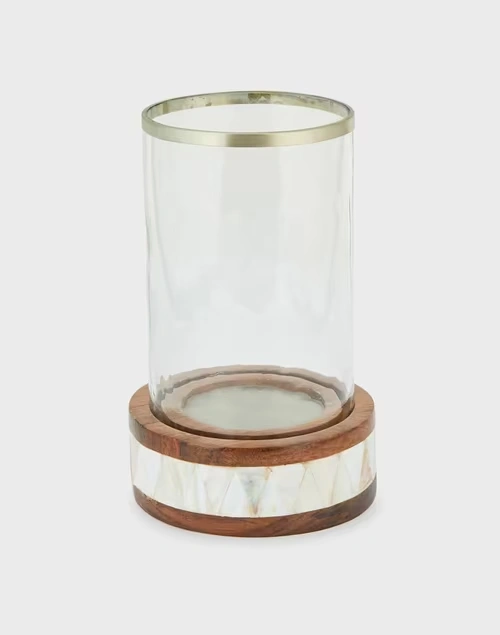 White-Brown Rasika Wood Candle Holder 3 White-Brown Rasika Wood Candle Holder