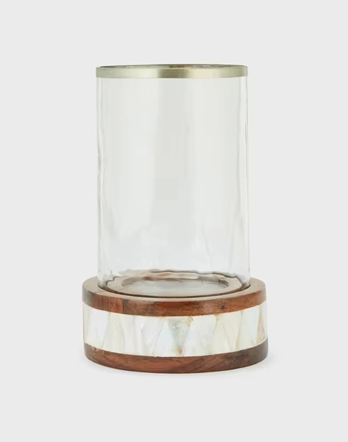 White-Brown Rasika Wood Candle Holder 4 White-Brown Rasika Wood Candle Holder