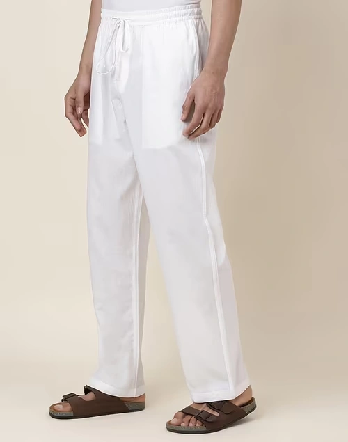 White Cotton Drawstring Pants