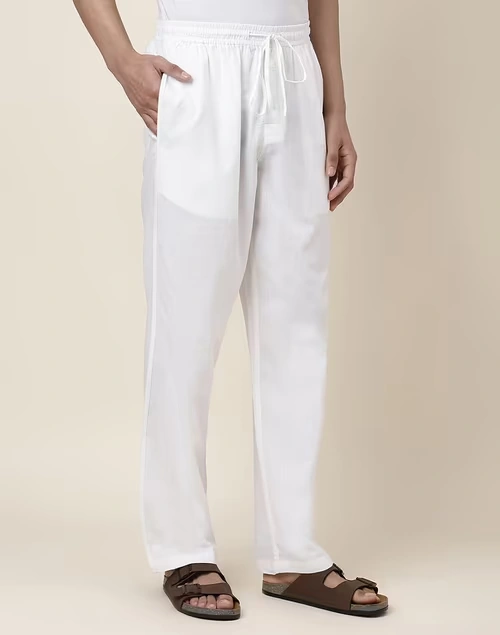 White Cotton Drawstring Pants