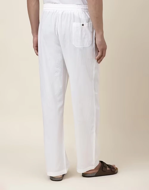 White Cotton Drawstring Pants