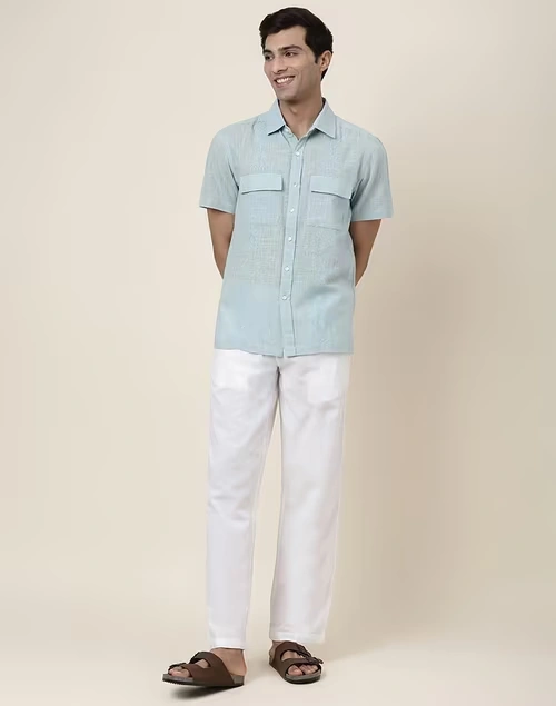 White Cotton Drawstring Pants