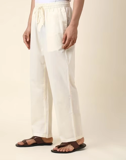 Natural Cotton Drawstring Pants