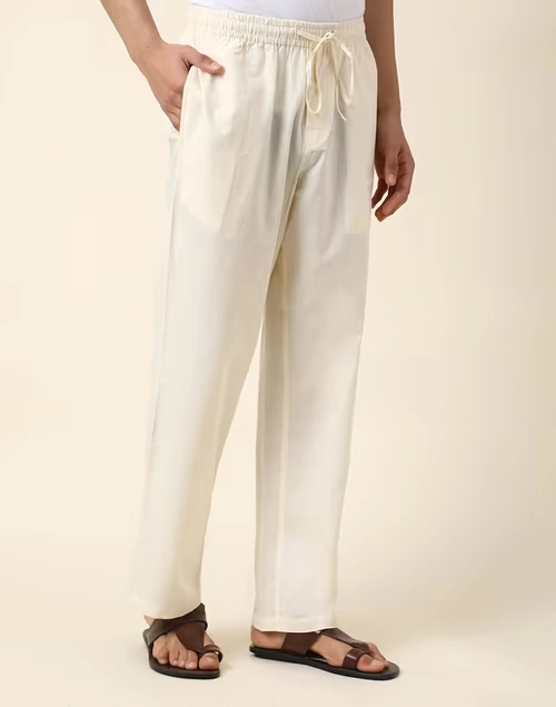 Natural Cotton Drawstring Pants