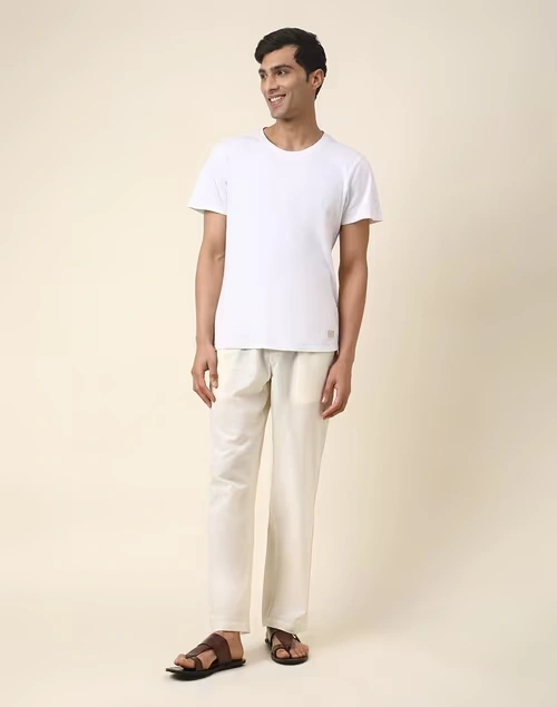 Natural Cotton Drawstring Pants