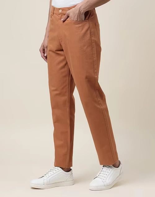 Brown Cotton 929 Slim Cut Pants