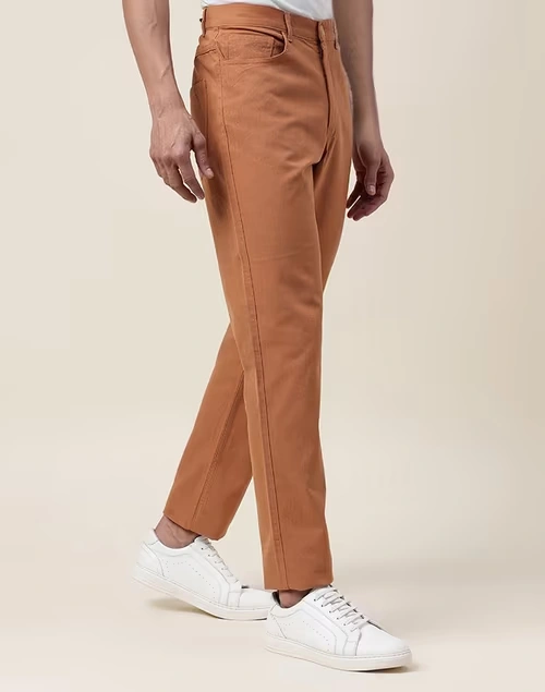 Brown Cotton 929 Slim Cut Pants