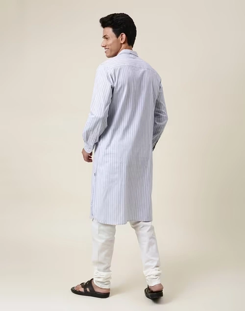 Cotton Linen Regular Collar Pathani Kurta 3 Cotton Linen Regular Collar Pathani Kurta