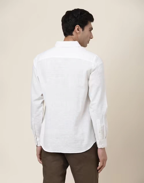 White Cotton Slim Fit Shirt