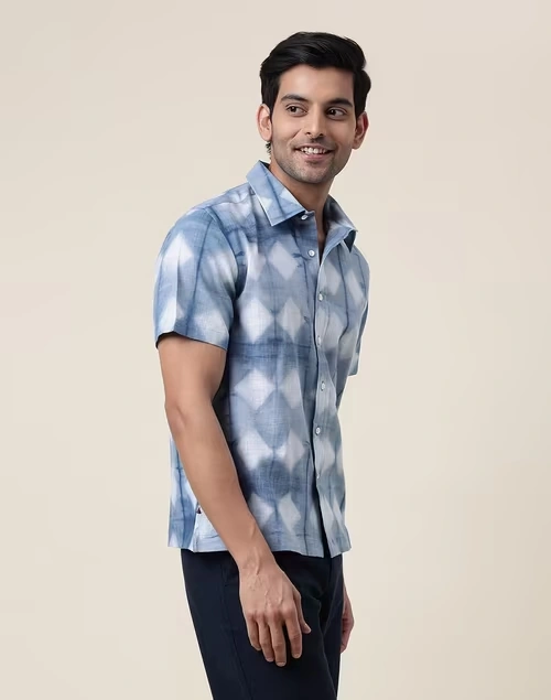 Indigo Cotton Tie & Dye Bush Shirt 3 Indigo Cotton Tie & Dye Bush Shirt