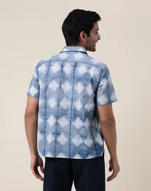 Indigo Cotton Tie & Dye Bush Shirt 4 Indigo Cotton Tie & Dye Bush Shirt