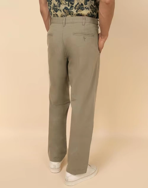 Beige Cotton Mobility Comfort Fit Pants
