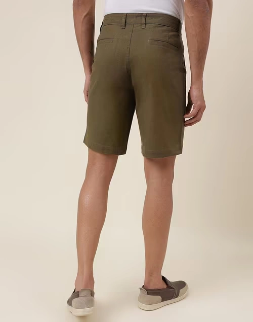 Brown Cotton Knee Length Regular Shorts