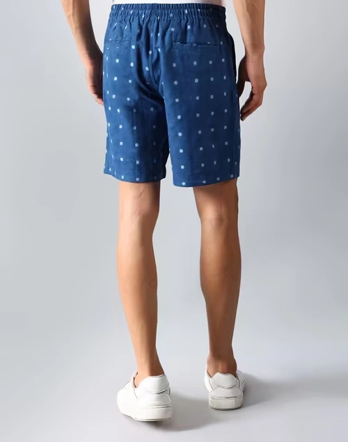 Indigo Cotton Tie And Dye Drawstring Shorts 4 Indigo Cotton Tie And Dye Drawstring Shorts