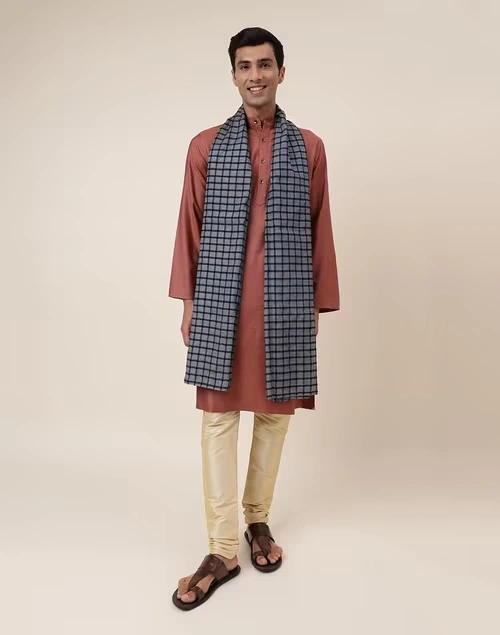 Black Silk Blend Hand Woven Men Stole