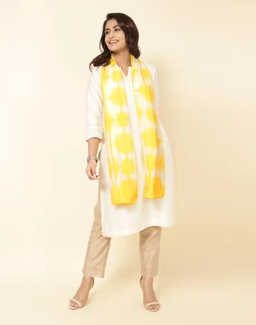 Yellow Silk Tie & Dye Stole