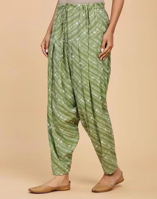 Green Cotton Printed Salwar