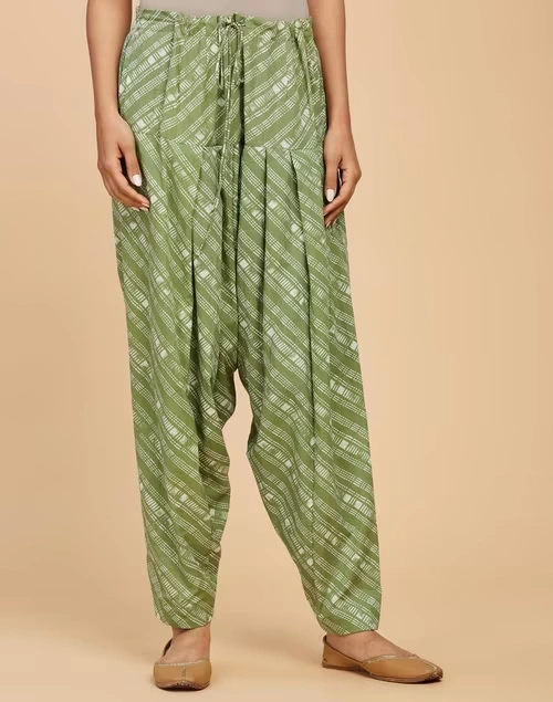 Green Cotton Printed Salwar