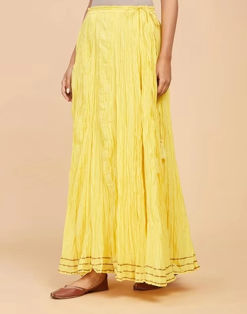 Yellow Cotton Ankle Length Skirt Ghera