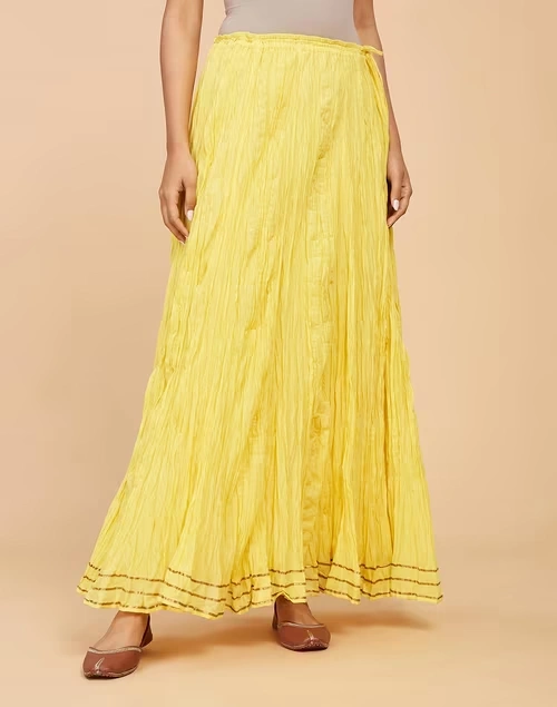 Yellow Cotton Ankle Length Skirt Ghera