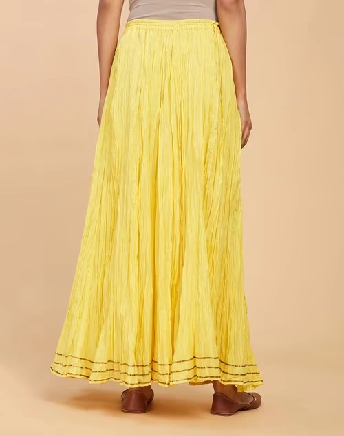 Yellow Cotton Ankle Length Skirt Ghera 3 Yellow Cotton Ankle Length Skirt Ghera