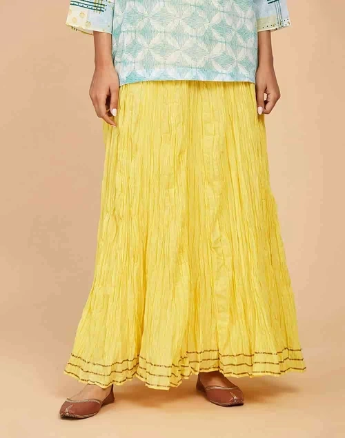 Yellow Cotton Ankle Length Skirt Ghera 4 Yellow Cotton Ankle Length Skirt Ghera