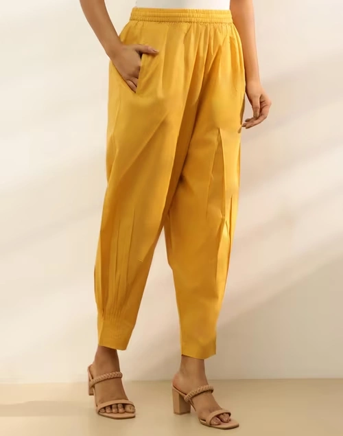 Yellow Cotton Blend Salwar