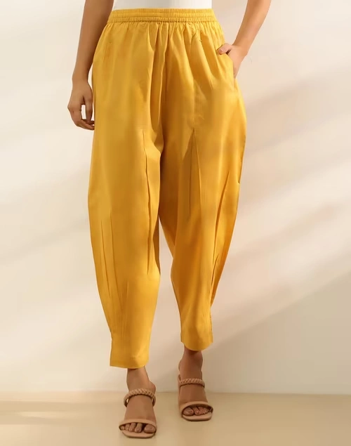 Yellow Cotton Blend Salwar