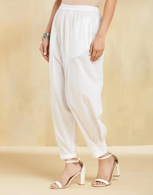 White Cotton Blend Salwar