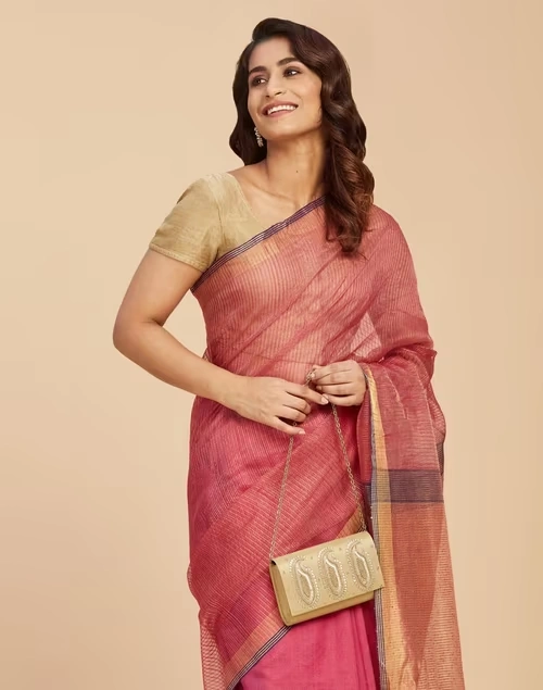 Golden Hand Embroidered Clutch