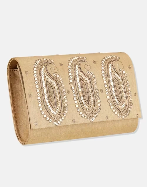 Golden Hand Embroidered Clutch 4 Golden Hand Embroidered Clutch
