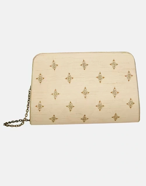 Beige Hand Embroidered Clutch 3 Beige Hand Embroidered Clutch
