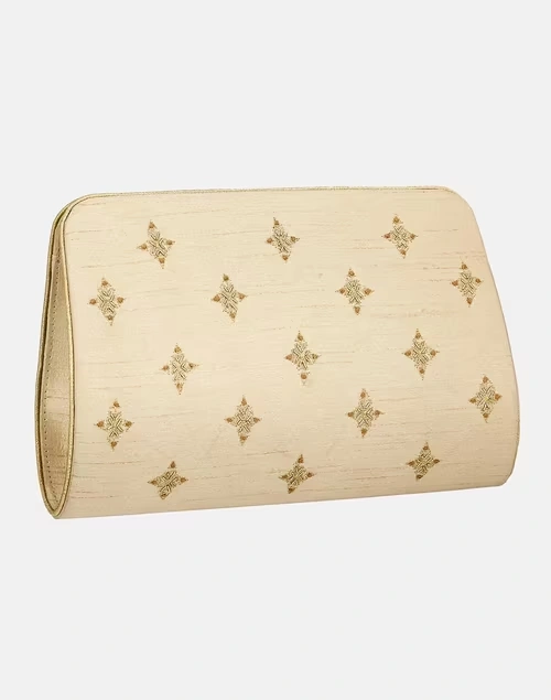 Beige Hand Embroidered Clutch 4 Beige Hand Embroidered Clutch