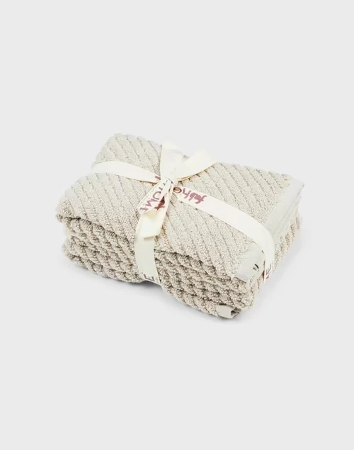 Beige Nina Cotton Pile Hand Towel Set Of 2