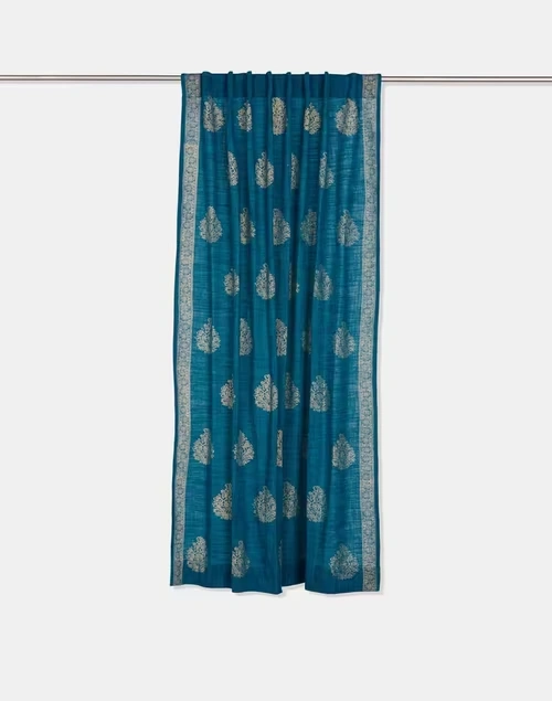 Blue Cotton Printed Curtain | 1pc 3 Blue Cotton Printed Curtain | 1pc
