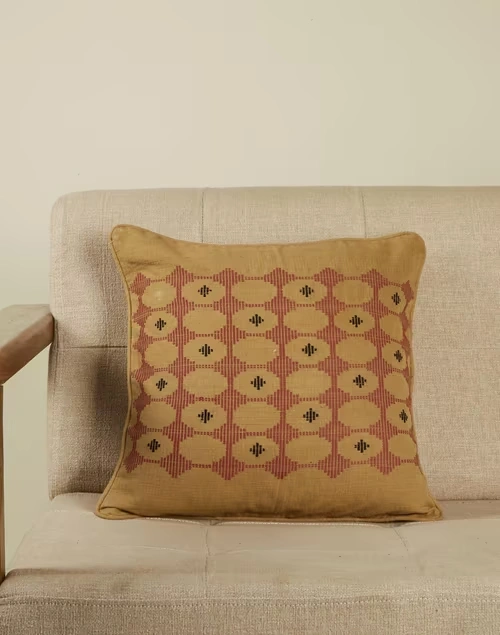 Beige Chattai Cotton Cushion Cover