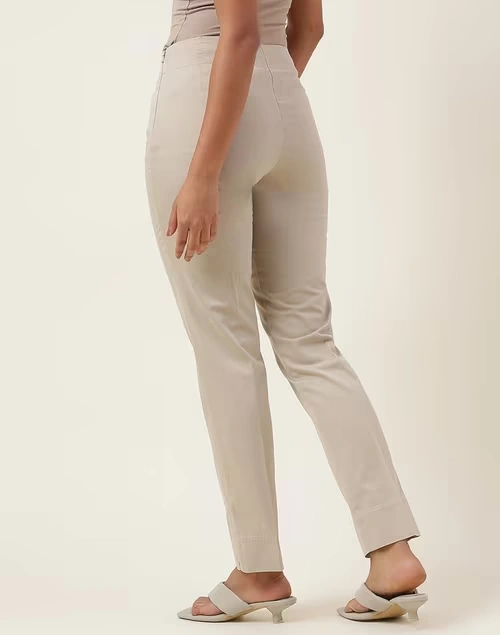 Beige Cotton Blend Full Length Pant Formal 3 Beige Cotton Blend Full Length Pant Formal