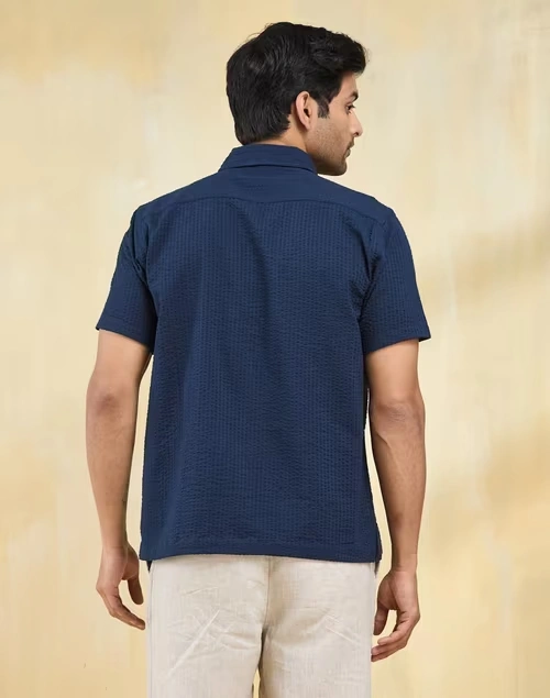 Blue Cotton Bush Shirt