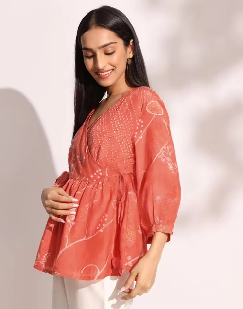 Orange Rayon Blend Printed Short Kurta 3 Orange Rayon Blend Printed Short Kurta