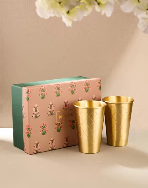 Brass Metal Tumbler Set of 2