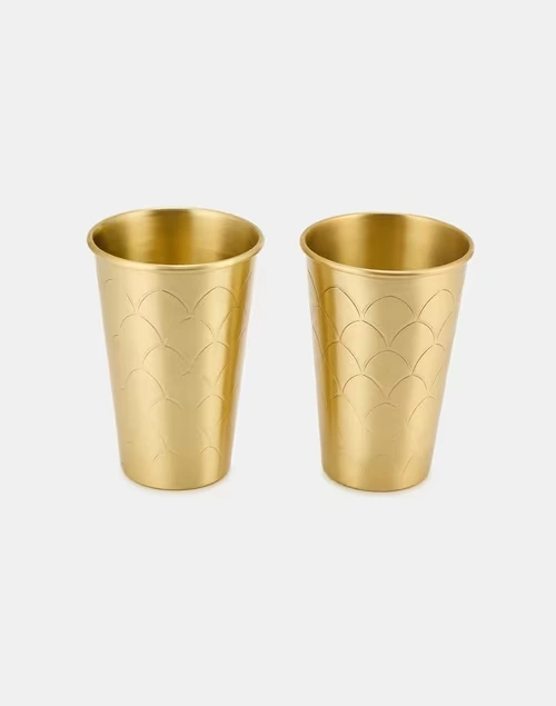 Brass Metal Tumbler Set of 2 4 Brass Metal Tumbler Set of 2