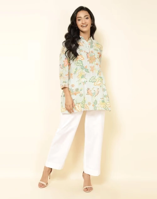 Green Cotton Printed Tunic 3 Green Cotton Printed Tunic