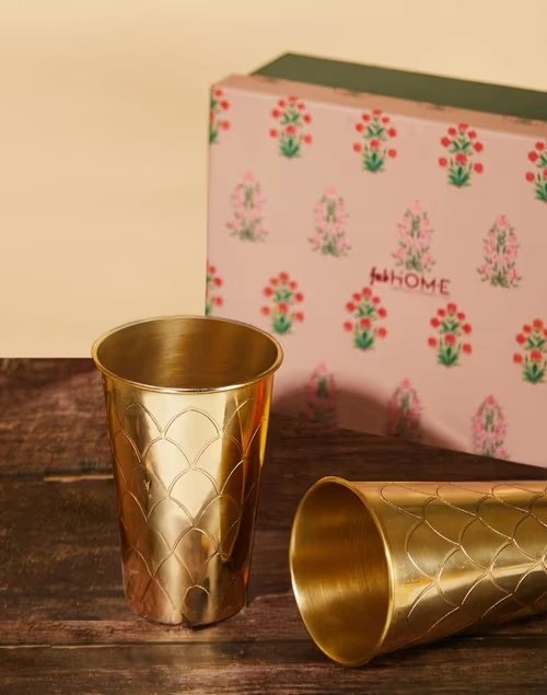 Falgun Brass Glass Gift Set of 2
