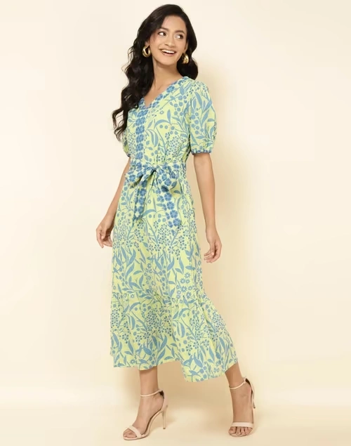 Green Cotton Printed Maxi 4 Green Cotton Printed Maxi