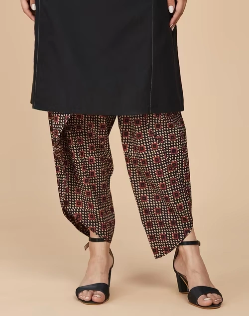 Black Cotton Full Length Dhoti