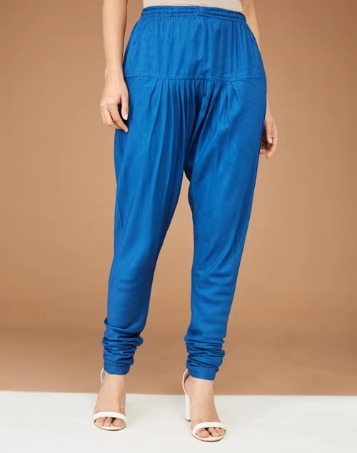 Blue Silk Blend Full Length Churidar 3 Blue Silk Blend Full Length Churidar