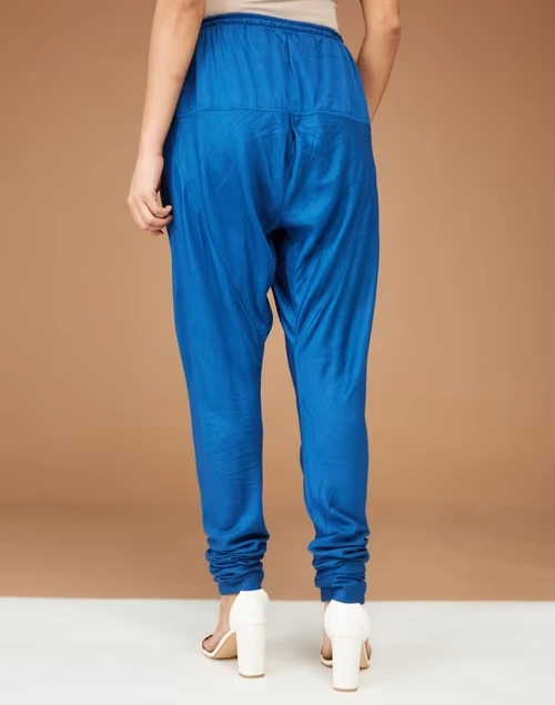 Blue Silk Blend Full Length Churidar 4 Blue Silk Blend Full Length Churidar