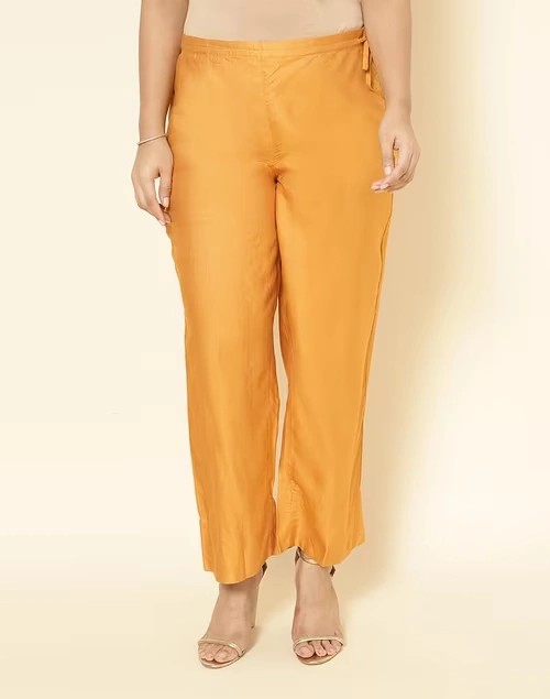 Mustard Viscose Silk Full Length Ijar