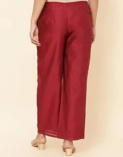 Maroon Cotton Silk Ankle Length Ijar 3 Maroon Cotton Silk Ankle Length Ijar