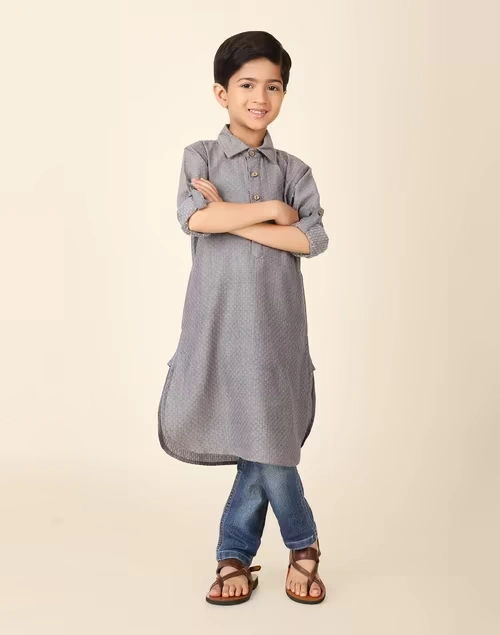 Grey Cotton Pathani